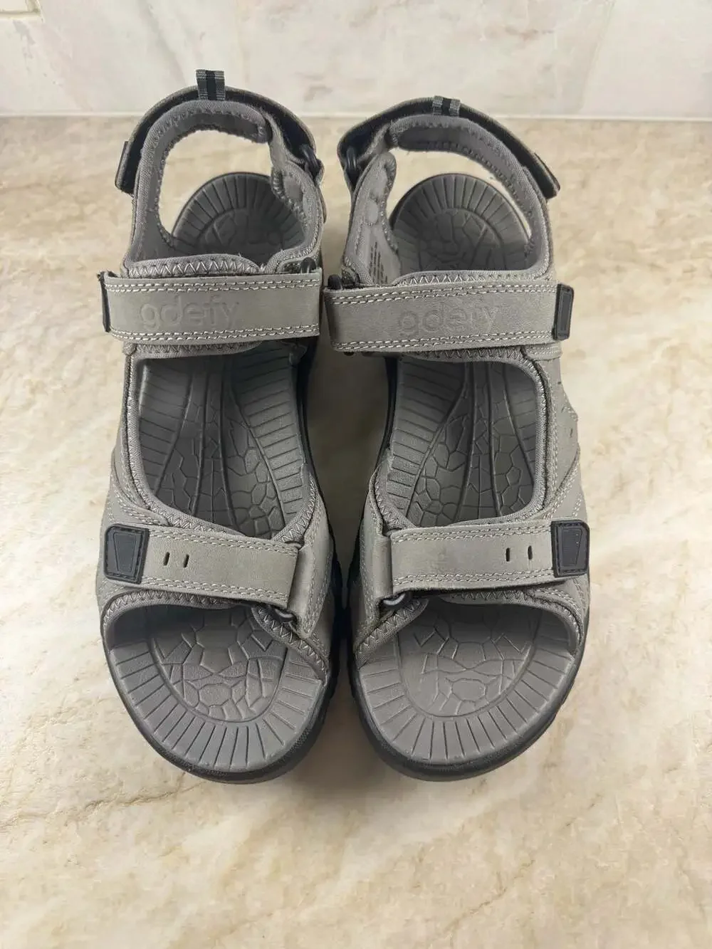 GDEFY VersoShock Hiking Sandals Mens 10 Gray Leather Comfort Outdoor Trail